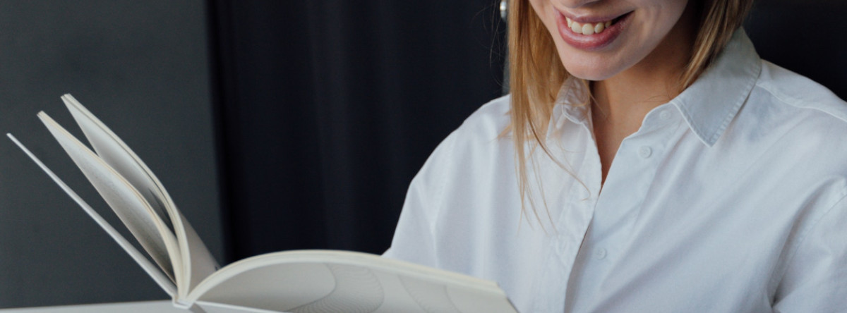 Woman reading a brochure